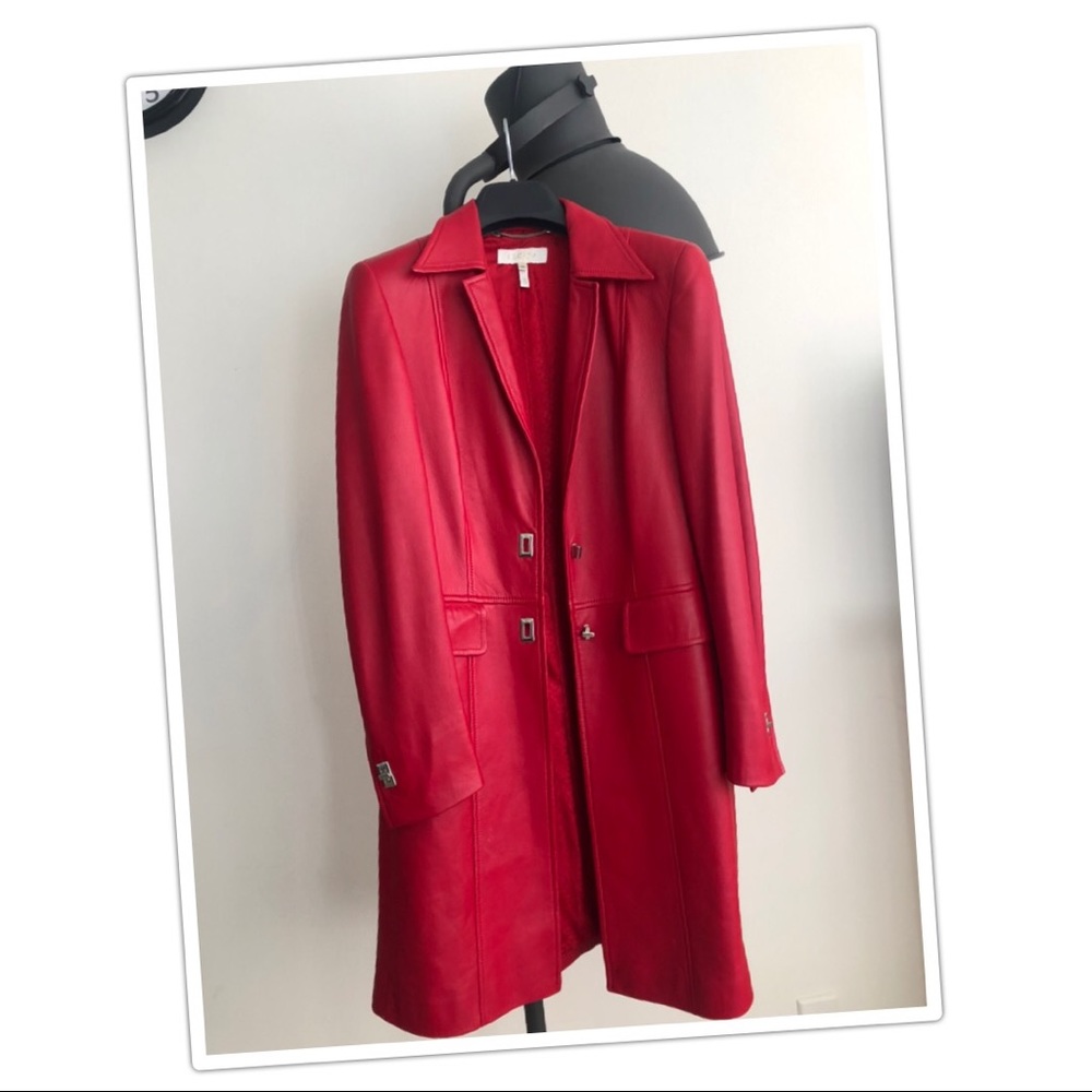 Like NEW ESCADA leather red trench size 36